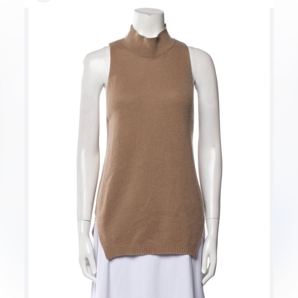 360 Cashmere Mock Neck Sleeveless Turtleneck Sweater